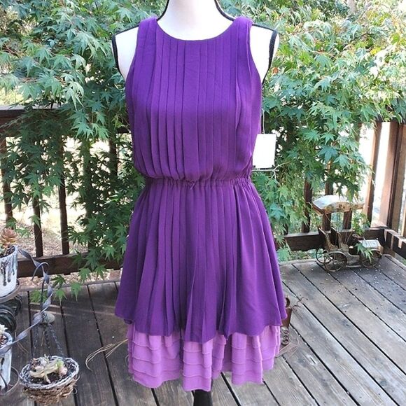 NWT Jessica Simpson Purple Pleated Dress - Picture 1 of 13